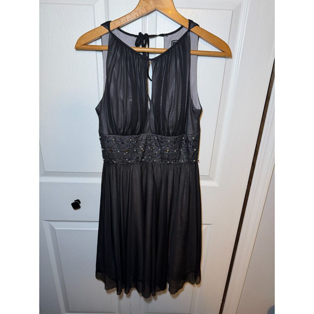 JH Evenings Black Beaded Chiffon Cocktail Party Dress Women's Size 4
